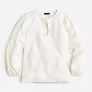 J Crew Shirt Womens Small Tall Ivory Puff Sleeve Satin Back Crepe Office BL712